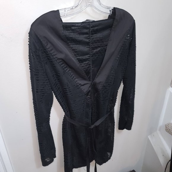 PlastikWrap Textured Hooded Cyberpunk Half Zip Cardigan - Picture 3 of 7